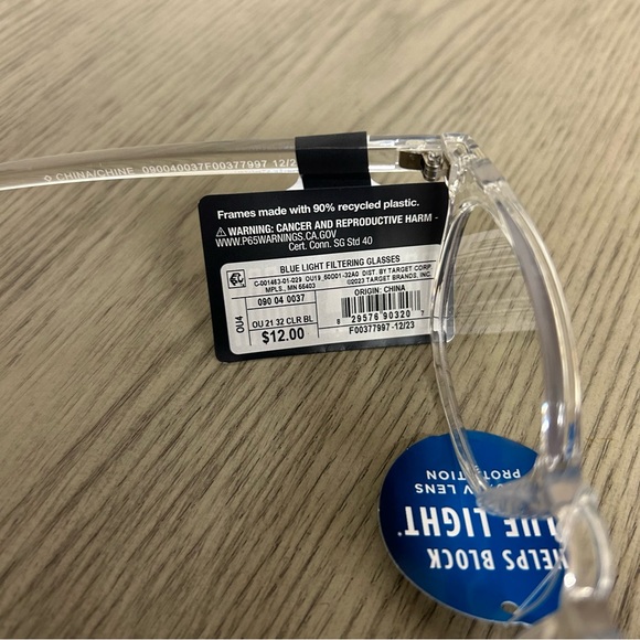 Original Use Men's Crystal Clear Blue Light Filtering Square Glasses in Clear - Picture 10 of 10